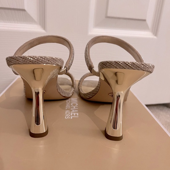 Micheal Kors Evening Gold Glitter Strap Sandals - Picture 2 of 6